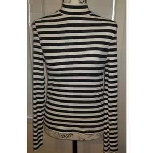 Black and Off White mock neck Top